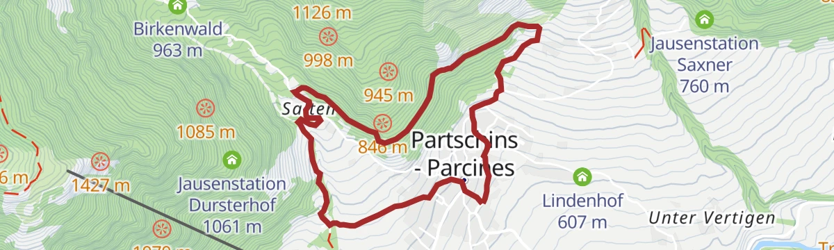 Route map: Anello del sentiero della roggia di Parcines
